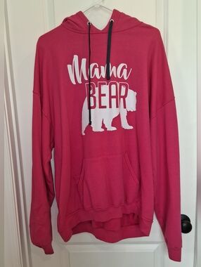 Fruit of the Loom Hot Pink Hoodie with Charcoal Drawstrings